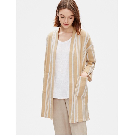 Eileen Fisher STRIPED ORGANIC COTTON JACKET NWT PL - Picture 2 of 5